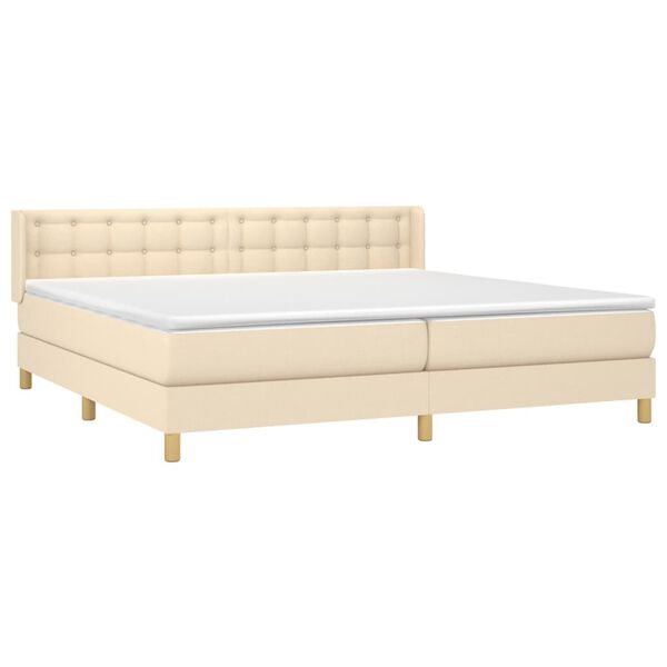 vidaXL Sommier &agrave; lattes de lit avec matelas Cr&egrave;me 160x200 cm Tissu