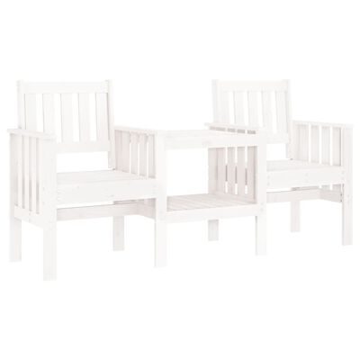 vidaXL Banc de jardin avec table 2 places blanc bois massif de pin