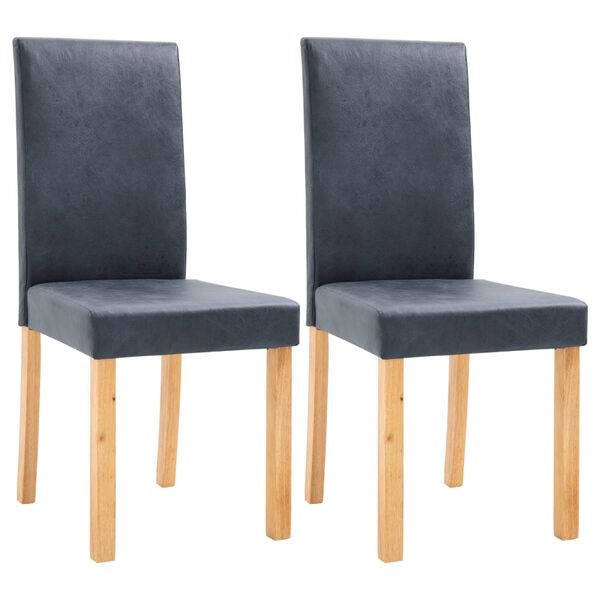 vidaXL Chaises &agrave; manger lot de 2 gris similicuir daim