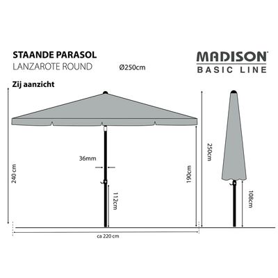 Madison Parasol de jardin Lanzarote 250 cm rond aqua