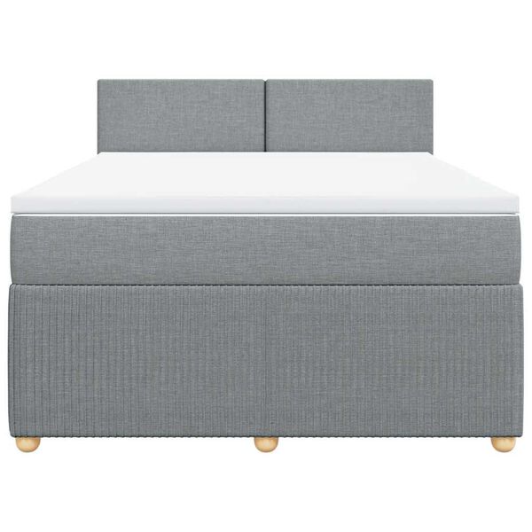 vidaXL Sommier &agrave; lattes de lit avec matelas Gris clair 140x190cm Tissu