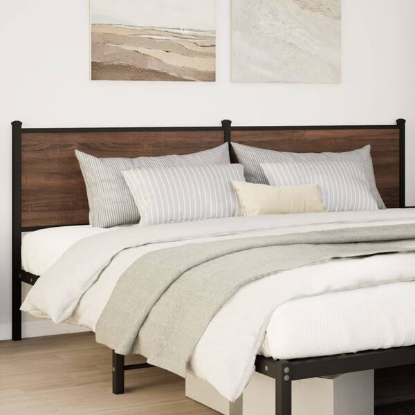 vidaXL T&ecirc;te de lit de remplacement ch&ecirc;ne marron 200 cm bois d'ing&eacute;nierie et acier