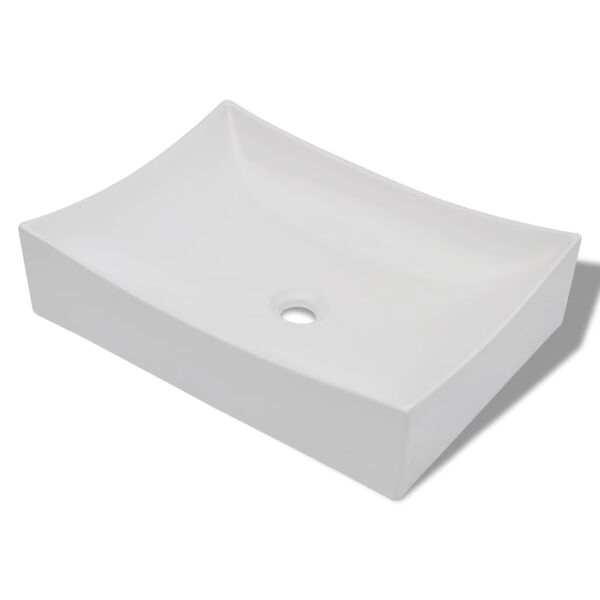 vidaXL Lavabo de salle de bain en c&eacute;ramique Blanc brillant