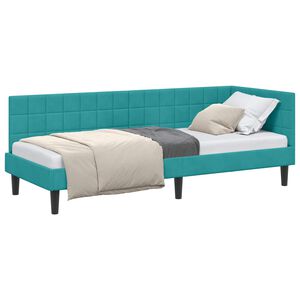 vidaXL Cadre de lit d'angle Turquoise 80 x 200 cm Velours