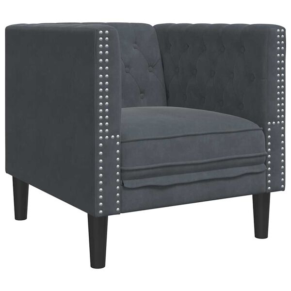 vidaXL Canap&eacute; Gris fonc&eacute; 74,5 x 71 x 70,5 cm Velours