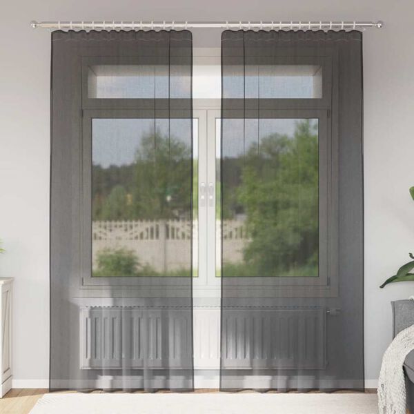 vidaXL Rideaux en voile avec passe-tringle 2 pcs noir