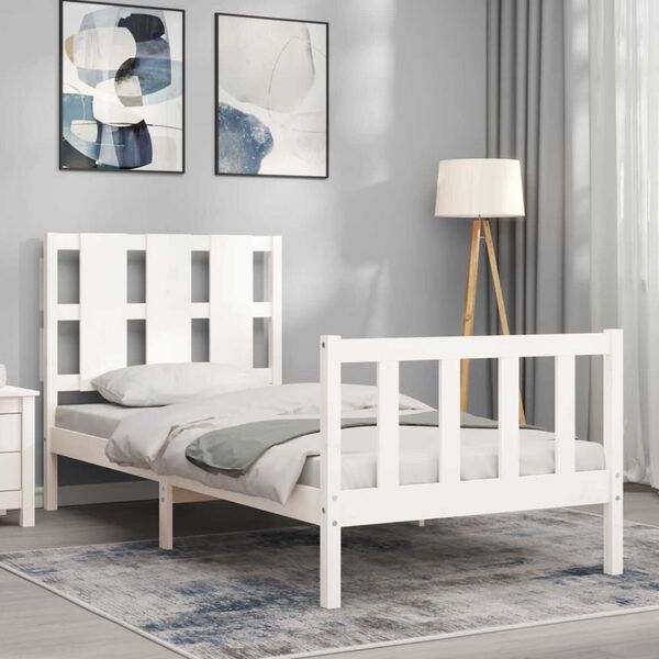 vidaXL Cadre de lit sans matelas blanc 90x190 cm bois de pin massif