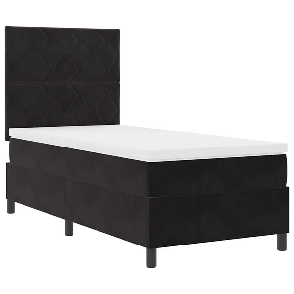 vidaXL Lit &agrave; ressorts avec matelas Noir 90 x 190 cm tissu