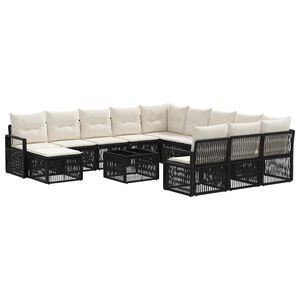 vidaXL Ensemble de canap&eacute; de jardin 13 pc Noir polyrotin