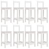 vidaXL Ensemble de bar de jardin 9 pcs blanc bois de pin massif