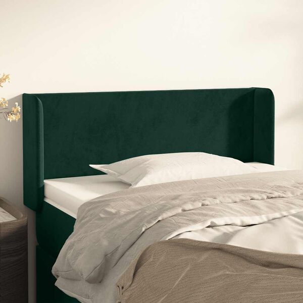 vidaXL T&ecirc;te de lit avec oreilles Vert fonc&eacute; 103x16x78/88 cm Velours