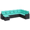vidaXL Salon de jardin 8 pcs avec coussins noir r&eacute;sine tress&eacute;e