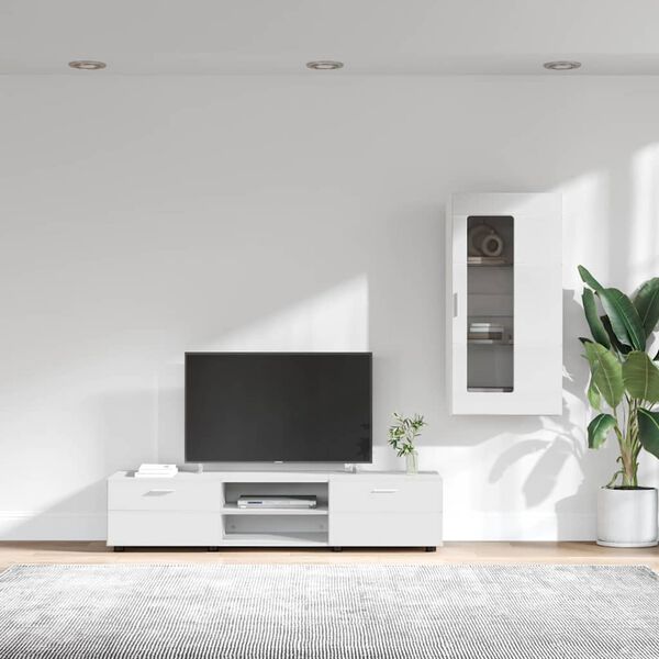 vidaXL Ensemble meuble TV avec tiroir Blanc Bois d'ing&eacute;nierie