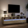vidaXL Meuble TV mural avec LED ch&ecirc;ne sonoma 180x31x45 cm