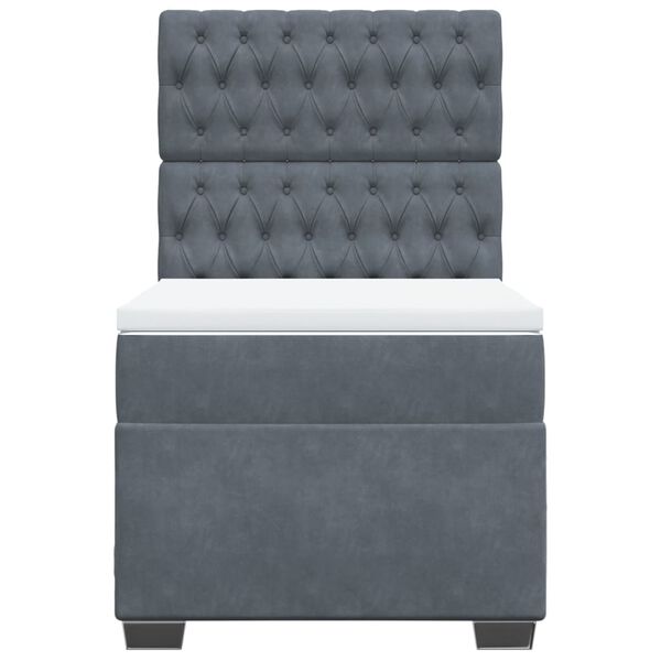 vidaXL Sommier &agrave; lattes de lit et matelas Gris fonc&eacute; 90x190 cm Velours