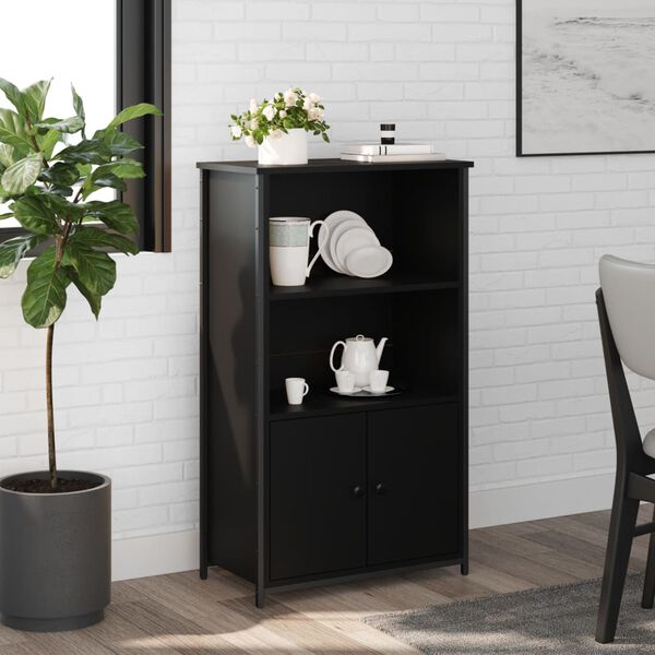 vidaXL Buffet haut noir 62x32x103,5 cm bois d'ing&eacute;nierie