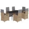 vidaXL Ensemble &agrave; manger de jardin et coussins 7 pcs beige poly rotin