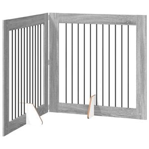 vidaXL Porte de chien pliable avec supports 2 pc Sonoma gris 200,5 cm