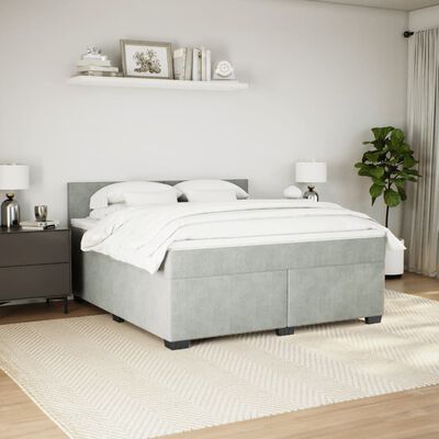 vidaXL Sommier à lattes de lit et matelas Gris clair 180x200cm Velours