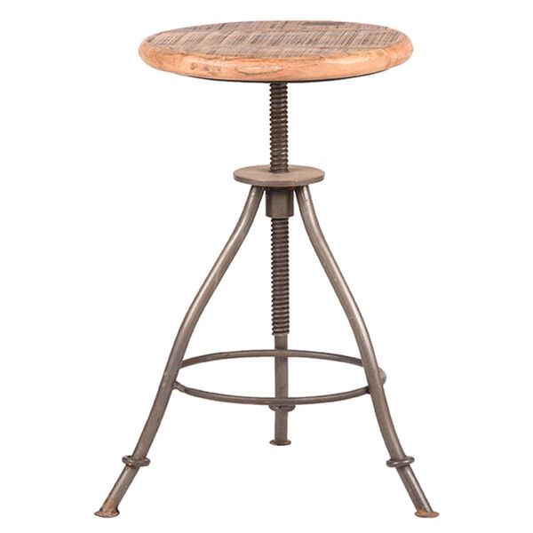 LABEL51 Tabouret Jaipur 35x35x46-75 cm Bois/Acier br&ucirc;l&eacute;