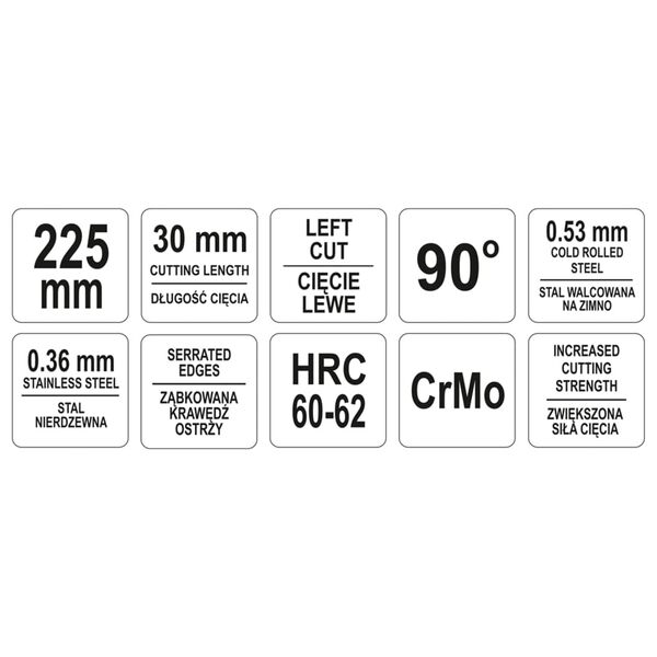 YATO Cisaille &agrave; &eacute;tain d&eacute;cal&eacute;e verticale Gauche 225 mm Rouge