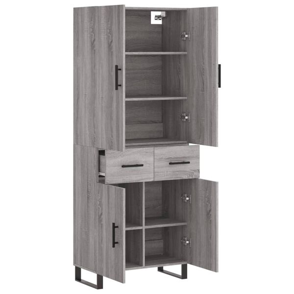 vidaXL Buffet haut Sonoma gris 69,5x34x180 cm Bois d'ing&eacute;nierie