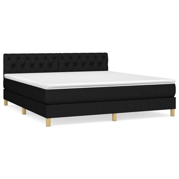 vidaXL Sommier &agrave; lattes de lit avec matelas Noir 160x200 cm Tissu