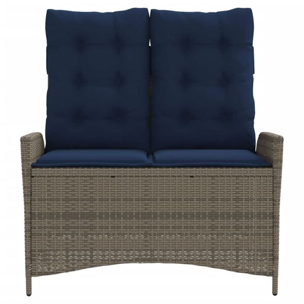 vidaXL Banc inclinable de jardin avec coussins gris r&eacute;sine tress&eacute;e