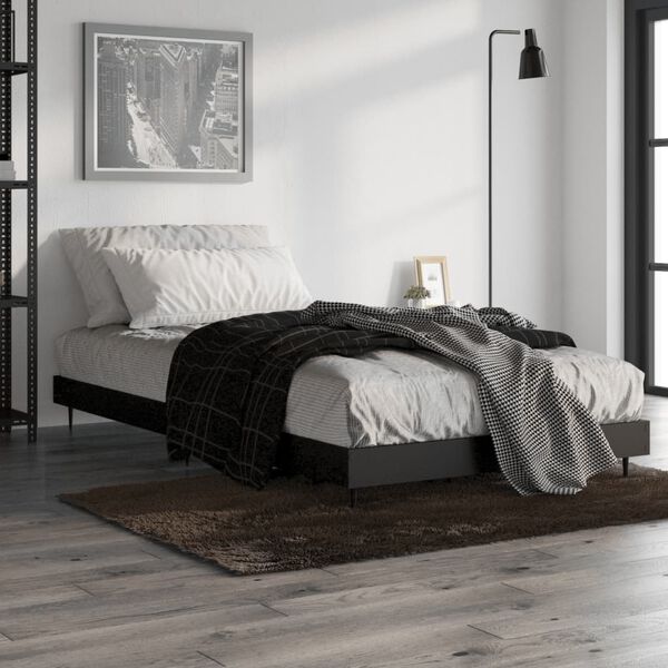 vidaXL Cadre de lit sans matelas noir 100x200 cm bois d'ing&eacute;nierie