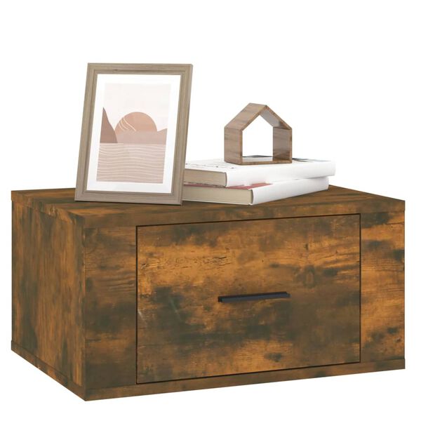 vidaXL Table de chevet murale Ch&ecirc;ne fum&eacute; 50x36x25 cm