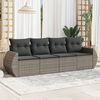 vidaXL Salon de jardin 4 pcs avec coussins gris r&eacute;sine tress&eacute;e