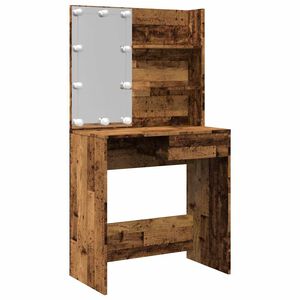 vidaXL Coiffeuse avec LED vieux bois 74,5x40x141 cm