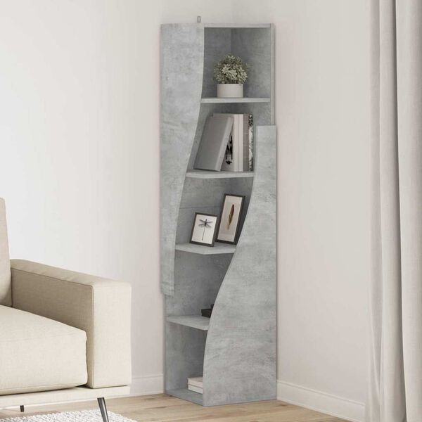 vidaXL Meuble d'angle Gris b&eacute;ton 32x32x140cm Bois d'ing&eacute;nierie
