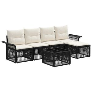 vidaXL Ensemble de canap&eacute; de jardin 6 pc Noir polyrotin
