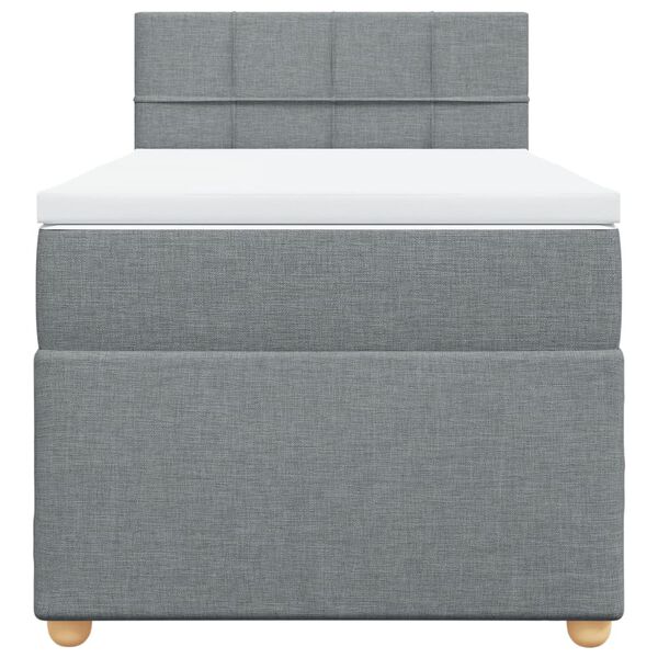 vidaXL Sommier &agrave; lattes de lit avec matelas Gris clair 90x200 cm Tissu