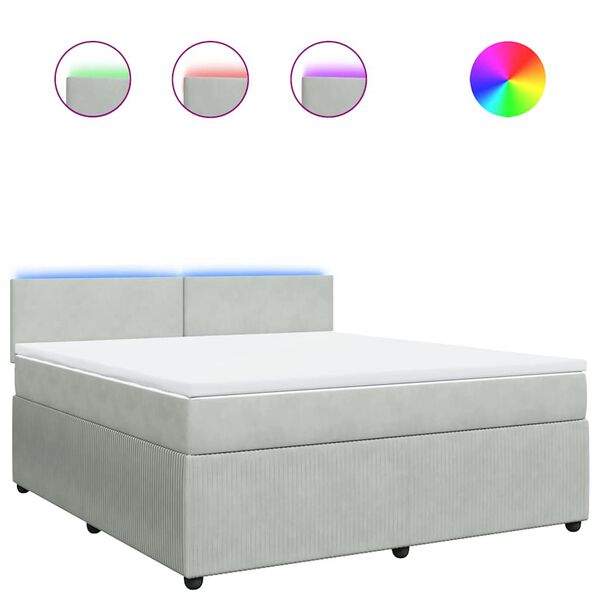 vidaXL Sommier &agrave; lattes de lit et matelas Gris clair 180x200cm Velours