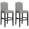 vidaXL Chaises de bar lot de 2 bois massif d'h&eacute;v&eacute;a et tissu