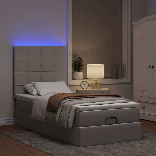 vidaXL Cadre de lit ottoman avec matelas taupe 100x200 cm tissu