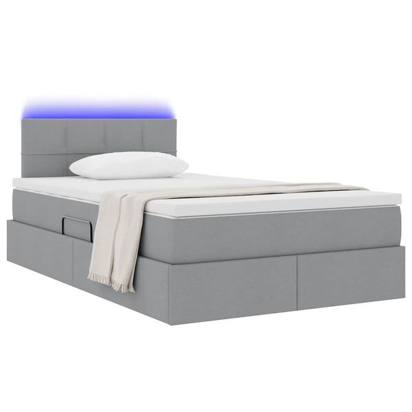 vidaXL Lit avec rangement et LED Gris clair 120 x 200 cm tissu