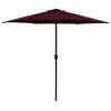 vidaXL Parasol de jardin et m&acirc;t en aluminium 270x246 cm rouge bordeaux