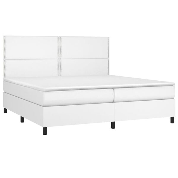 vidaXL Sommier à lattes de lit avec matelas et LED Blanc 200x200 cm