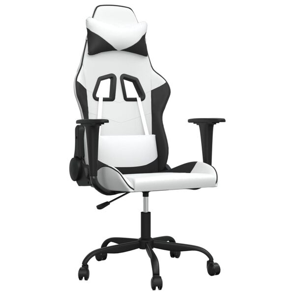 vidaXL Chaise de jeu de massage Blanc et noir Similicuir