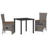 vidaXL Ensemble de salle &agrave; manger pour jardin 3 pcs Gris polyrotin