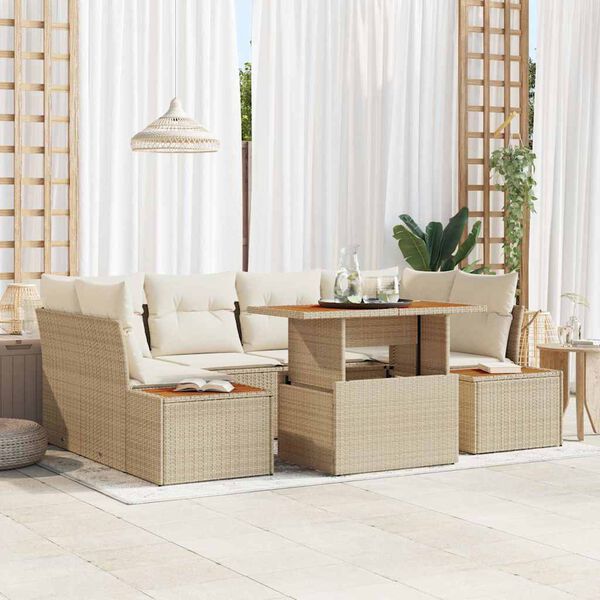 vidaXL Ensemble de salle &agrave; manger pour jardin 9 pcs Beige et cr&egrave;me