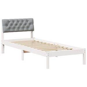 vidaXL Cadre de lit Blanc et gris clair 75 x 190 cm Bois massif en pin