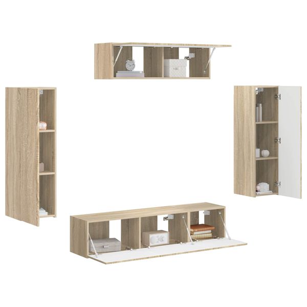 vidaXL Meuble TV 5 pcs Ch&ecirc;ne Sonoma