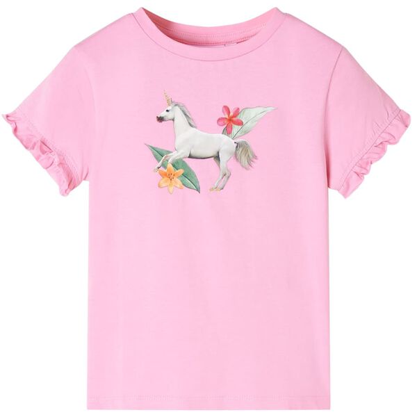 T-shirt enfants &agrave; manches courtes rose vif 128