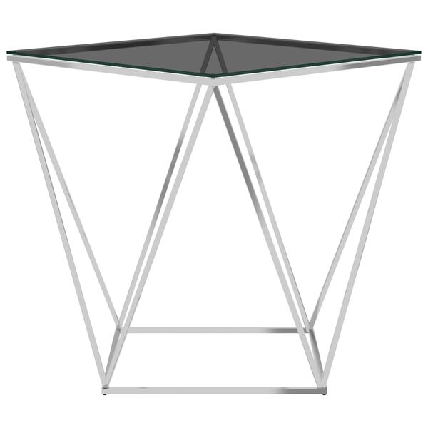 vidaXL Table basse Argenté et noir 50x50x55 cm Acier inoxydable