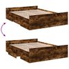 vidaXL Cadre de lit avec tiroirs sans matelas ch&ecirc;ne fum&eacute; 120x190 cm