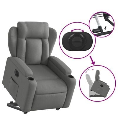 vidaXL Fauteuil inclinable électrique gris foncé tissu